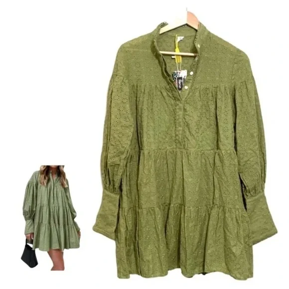 Women's Bohemian Floral Print Button Down Long Lantern Sleeve Shift Tunic Dress - Picture 1 of 15